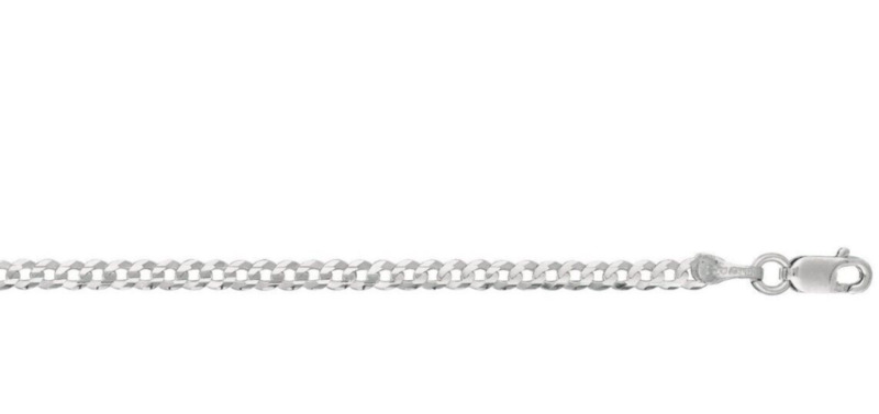 14k Solid White Gold Comfort Curb Link 7" 3.6mm 2.7 Grams Chain Bracelet