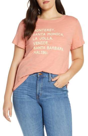 

Футболка NEW J CREW California Coastline  Venice Malibu Santa Barbara Monica, Оранжевый