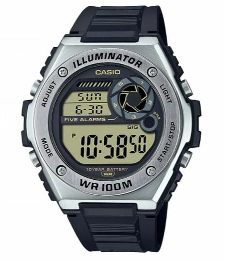 Мужские кварцевые часы Casio MWD100H-9AV с батарейкой на 10 лет, черный полимерный ремешок, 51 мм