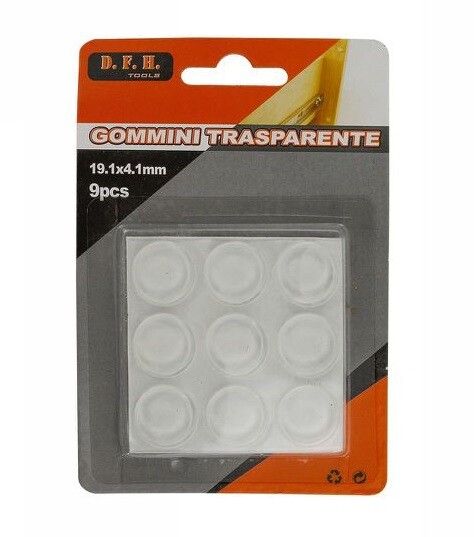 Set 9 Gommini Adesivi Protezione Pavimenti Trasparenti Rotondi 19.1x4.1mm dfh