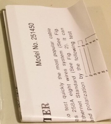 RJ45 Network/Ethernet Cat5e/Cat6 Cable/Cord Tester w/Custom Re-Wiring/Breakout