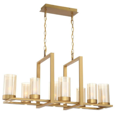 Samantha 60-Watt 8-Light LED Brass Chandelier with Clear and Frosted Shades