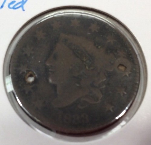 1833 Large Cent-Holed