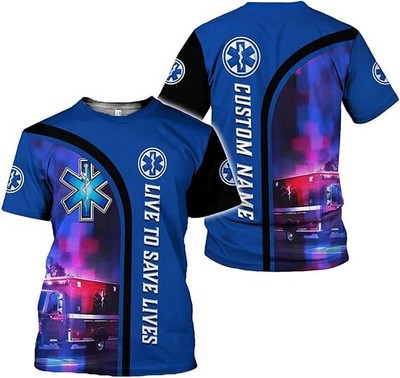 Custom EMS Shirts for Men Women Emergency Medical Services Shirt Personalized EM
