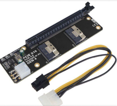 SlimSAS 8i x2 to PCIe4.0 x16 Slot Adapter SFF8654 Riser Card GEN4 for Network