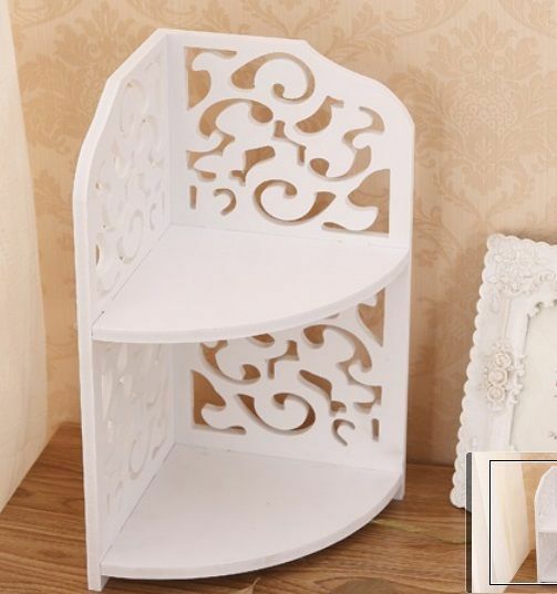 Mobile Mobiletto Angolare 2 Ripiani Scaffali In Legno Bianco 11783 bal