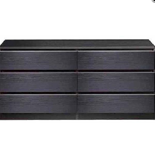 Details About Bedroom Dresser Chest Of Drawers Black Wood Grain 6 Drawer Organizer Low Rise