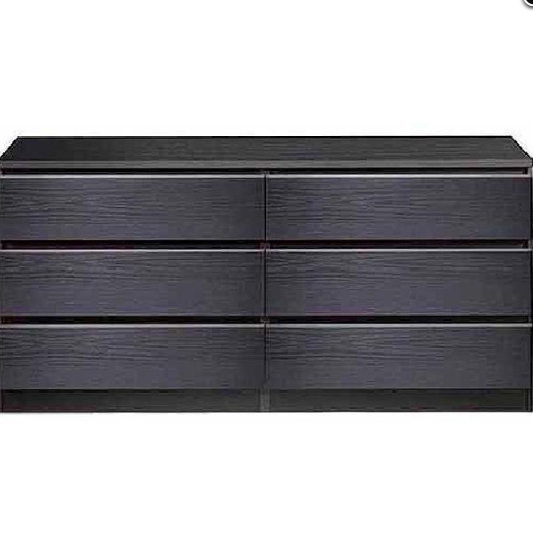 Bedroom Dresser Chest Of Drawers Black Wood Grain 6 Drawer