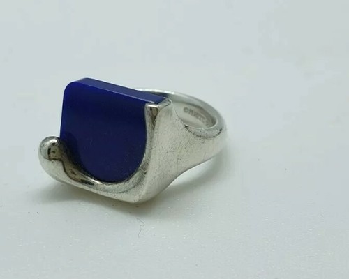 Tiffany & Co. rare Peretti blue lapis lazuli Slab ring s 4.5