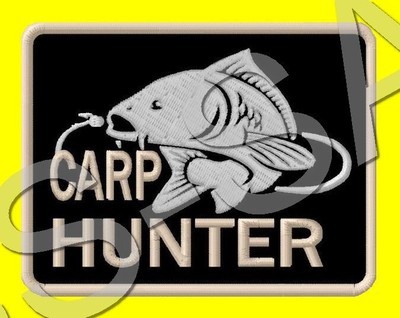 CARP HUNTER EMBROIDERED PATCH IRON/SEW ON ~3-3/8'' x 2-1/8'' CRUCIAN MIRROR GRASS