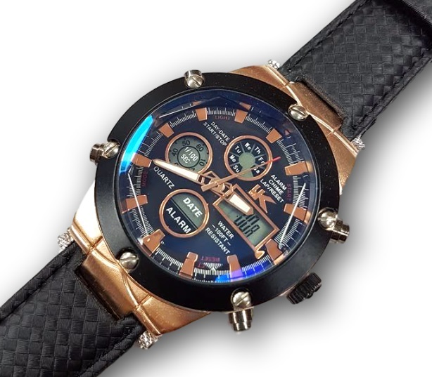 Orologio Polso YK B202 Uomo Analogico Digitale Cronografo Data Sveglia Nero lac