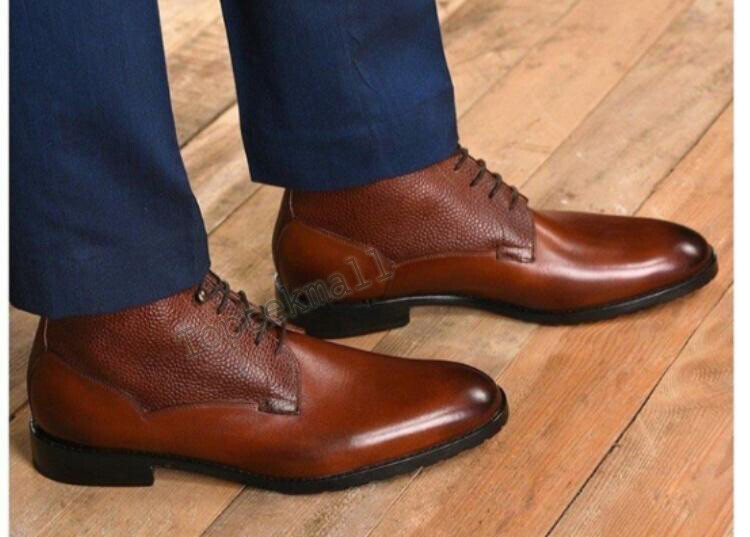 Pre-owned Handmade Men's Leather Oxfords Brown Grain Leather Fashion Stylish Shoes-94