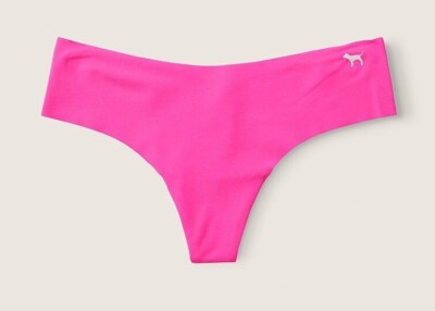 Victoria's Secret PINK Sexy Thong Raw Cut No Show Atomic Pink Large & XXL NWT