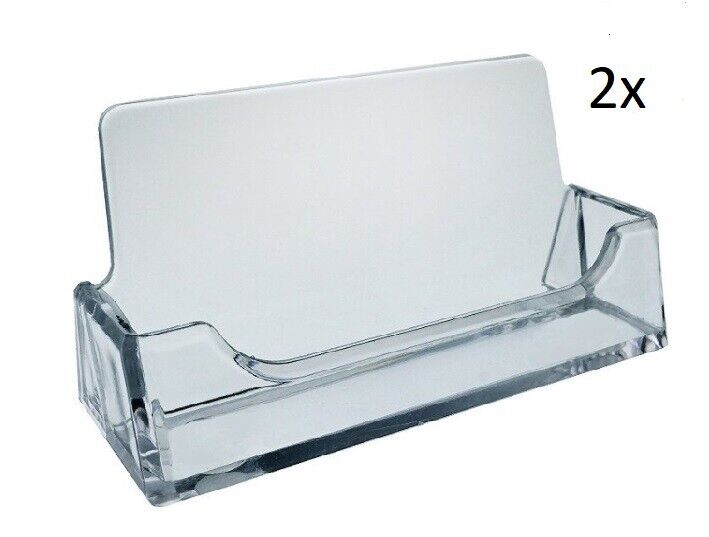 TWO Acrylic Plastic Business Card Holder T'z Tagz Style, Clear Display Stand