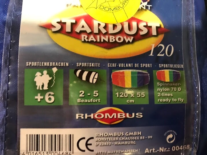 Stardust rainbow out door kite 120 x 50 CM  6+ Spinnaker nylon 70 D 2-lines