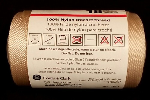 RED HEART No. 18 NYLON Crochet CRAFT Knitting BAGS Macrame 150 yds NATURAL #16