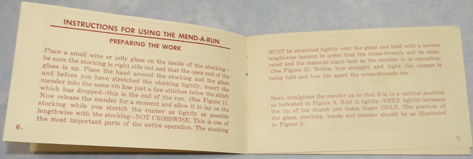 Vintage 1950's Mend-A-Run Sewing Kit Unique Mending Needle & Instructions NEW