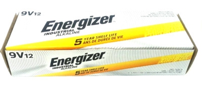 Energizer EN22 9V 500mAh Industrial Alkaline Battery-12 PACK EXP 12/2029