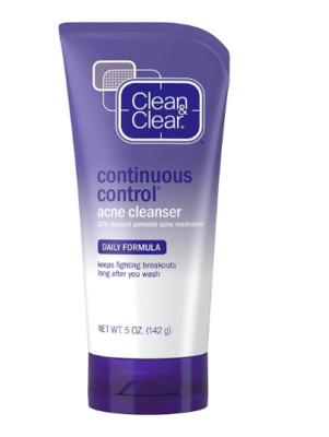 Clean & Clear Continuous Control Benzoyl Peroxide Acne Face Wash 10% Benzoyl