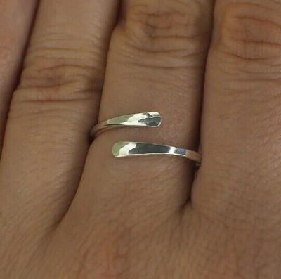 925 Sterling Silver hammered adjustable Wrap Ring, handmade spiral ring, ring,