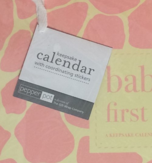 pepper pot brand girl baby's first year keepsake calendar w/stickers new in pkg