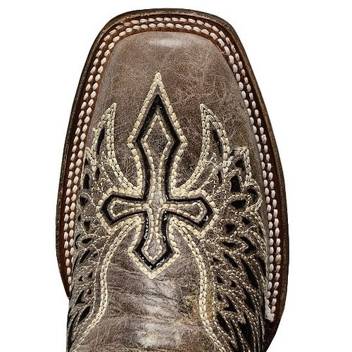 Pre-owned Corral Boots Corral Ladies Black Wing & Cross Sequence Square Toe Boot A1197 In Brown