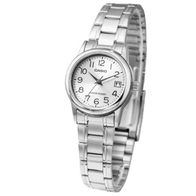 Casio Women LTP-V002D-7BDF Watch Metal Band Silver Silver Original New