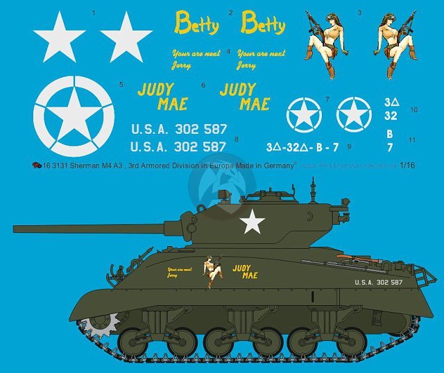 Peddinghaus 1/16 M4A3 Sherman Markings 3rd Armored Division