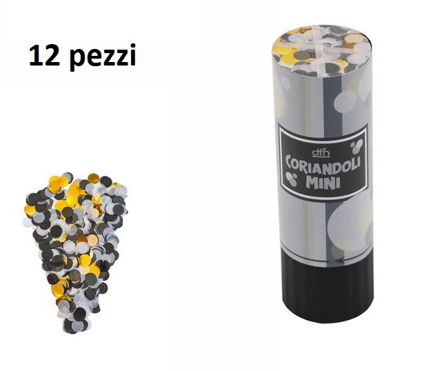 Set 12 Mini Tubo Spara Coriandoli Grigi Cannone Feste Matrimonio Sposi dfh