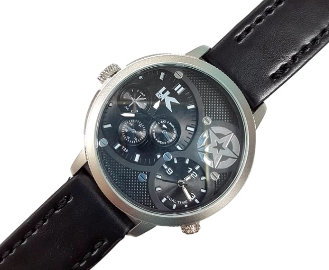 Orologio Polso YK  Uomo Analogico Quarzo Data Elegante Moda Metal Black lac
