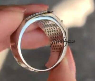 Pre-owned Nsg Attractive 3ct Genuine Moissanite Men's Statement Charm Wedding Ring 925 Silver In White