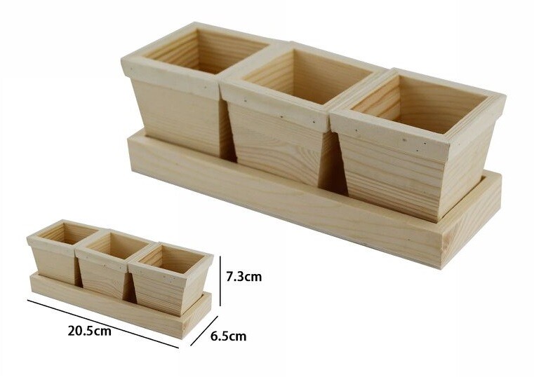 Tris Contenitori 3 Pezzi Con Base In Legno Naturale Decoupage 53455a dfh