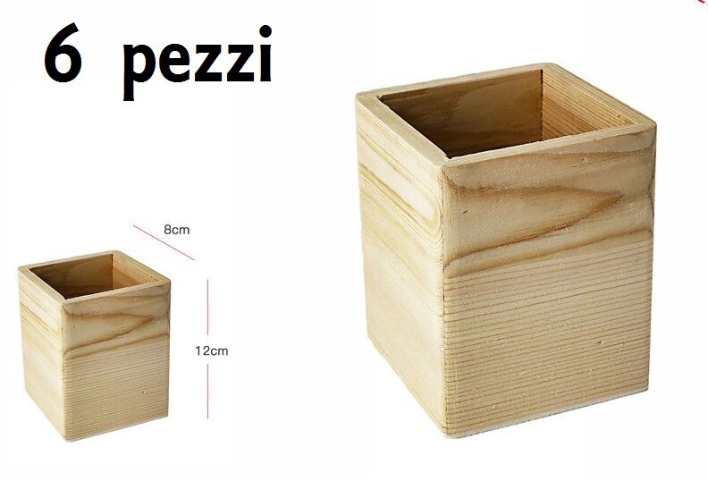 Set 6 Pezzi Porta Penne Matite Portapenne Decorare Decoupage Legno 64887 dfh