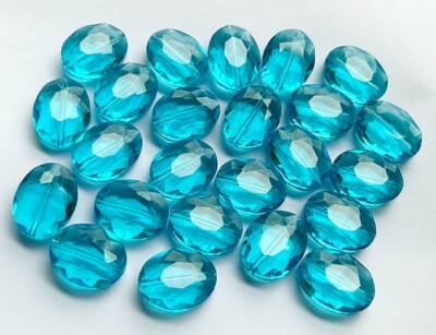 16x20mm Faceted Sky Blue Crystal Quartz Flat Oval Beads 10PCS