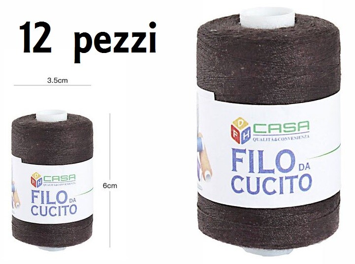 Set 12 Pz Filati Rocchetto Filo Da Cucito Sarto 3,5x6cm Marrone 64406-2 dfh