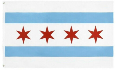 City of Chicago 3x5FT Polyester Flag Chi IL Windy City 4 Star Illinois 100D