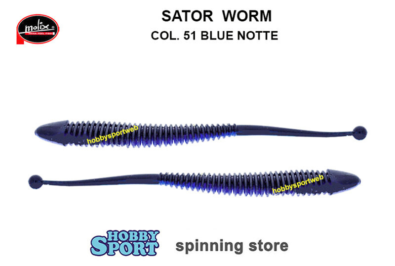MOLIX SATOR WORM 5"  COL.  51 BLUE NOTTE SPINNING BLACK BASS CONF. 8 PZ