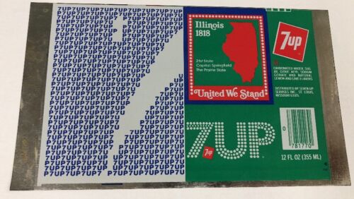 Illinois Unrolled Aluminum 7 UP Can 1818 States United We Stand