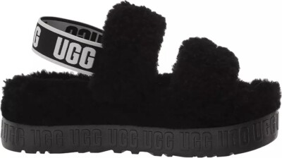 Женские тапочки на платформе UGG Oh Fluffita черные (1120876BLK)