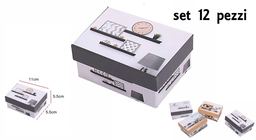 Set 12 Pezzi Scatola Box Confezione Regalo Rettangolar Fantasia 11x5.5x5.5cm dfh
