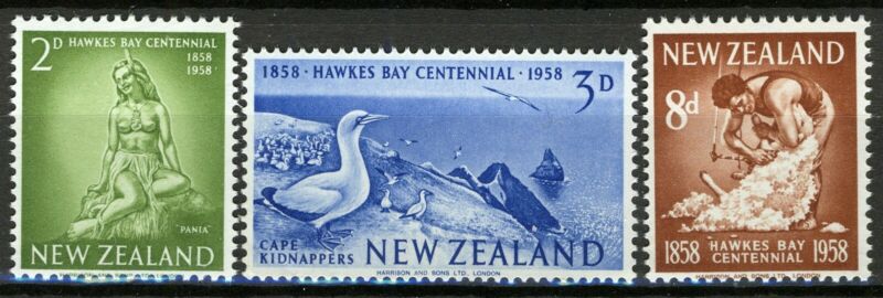 New Zealand 1958, Hawkes Bay set MNH, Mi 378-80