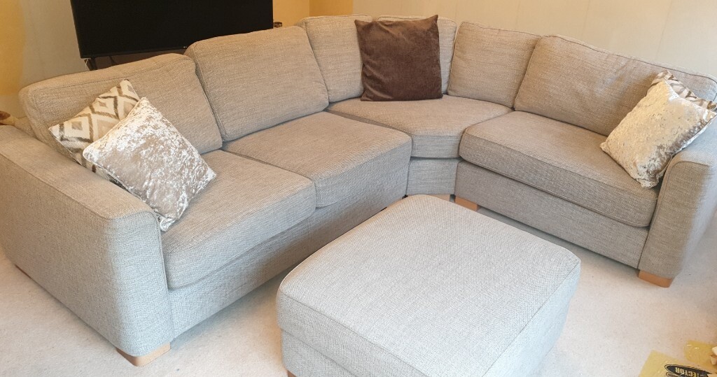 Furniture Village Eleanor Corner Sofa and Storage Footstool For Sale
