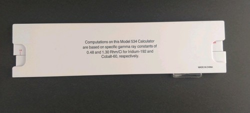 Sentinel Radiographic Exposure Calculator NDT Model 534