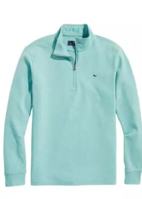 Vineyard Vines Men's Andros Blue Quarter Zip Sweatshirt, Small