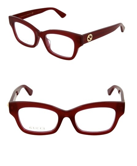 NEW GUCCI Optical 50MM Burgundy Square Cateye Eyeglasses