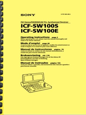 Sony ICF-SW100 World Band Radio Operating Instructions & Service Manual