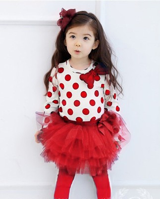 Girl39s Kid Baby Cute Bow Tie Athletic Top Sport ShirtDress Pants 2 Pcs Set Red