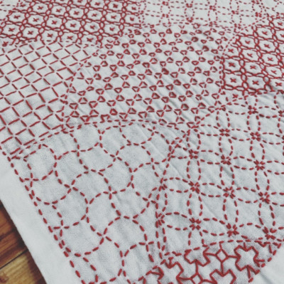 sashiko kit   cloth & yarn   YOSEMOYO  OGI   ---- 6 traditional patterns