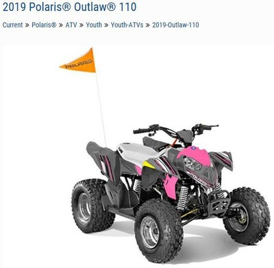 2019 Polaris Outlaw 110 Pink