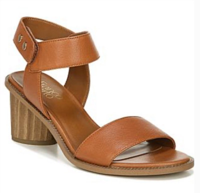 Franco Sarto Bask Leather Sandal Sz 7 Cognac Brown 214F